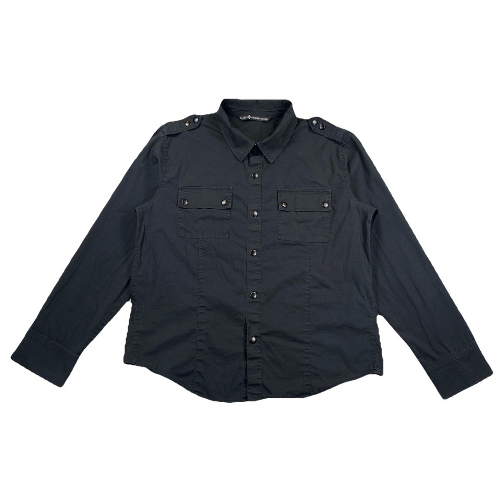 Lip Service Snap Button Up Shirt Black Distressed Men's Large (Read Desc)